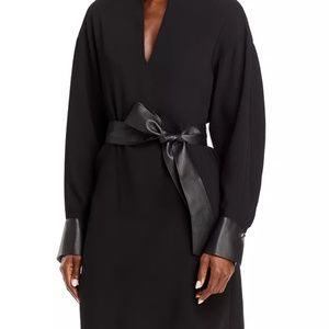 New Vince dress - faux leather cuffs, belt (NWT)